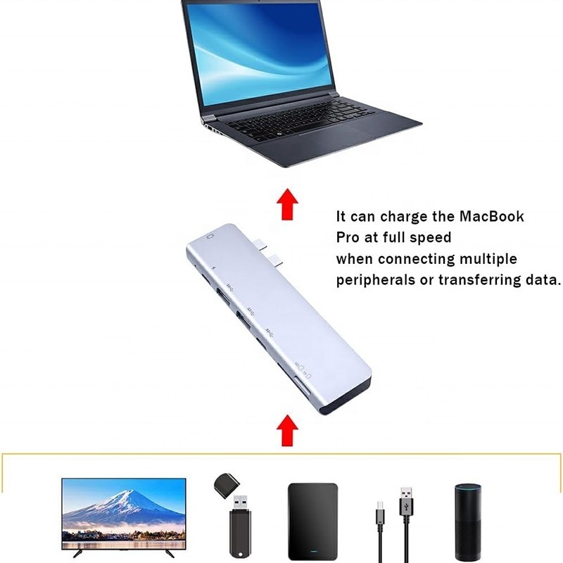 USB C Typ C 4K 30Hz HDMI USB 3.0 TF SD Adapter Hub Docking Station dla Macbook Pro