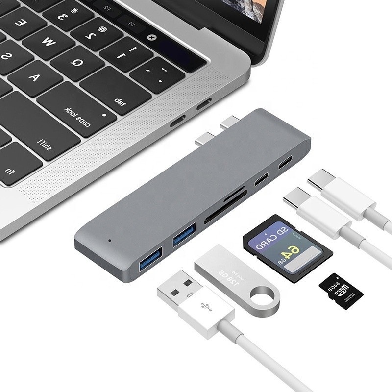 Adapter węzłowy typu C typu 6-w-1 z wyjściem SD/TF 2*USB3.0 2*USB-C