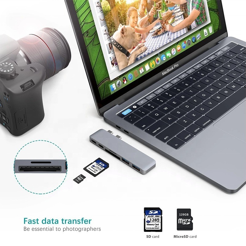Adapter węzłowy typu C typu 6-w-1 z wyjściem SD/TF 2*USB3.0 2*USB-C