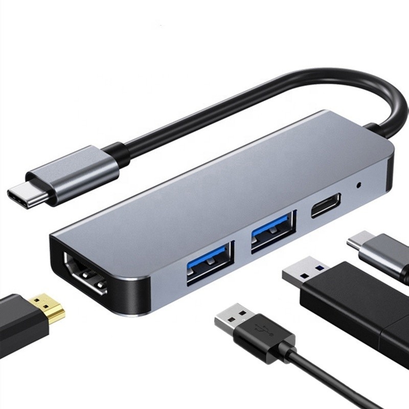 4K HDMI Kompatybilny adapter typu C do USB C Hub z 2 portami ładowania USB3.0 i PD