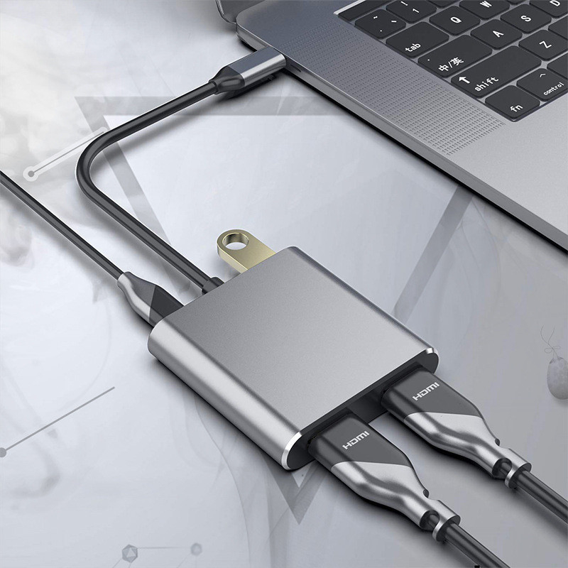 Stacja dokująca 4-w-1 z 2 podwójnymi portami HDMI 4K i adapterem USB-C typu C do podwójnych HDMI
