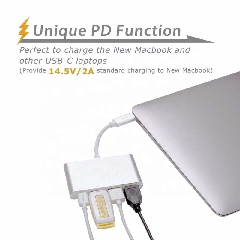 USB 3.1 Interfejs 4-w-1 Typ C Hub Wielokrotny adapter do szybkiego przesyłania danych