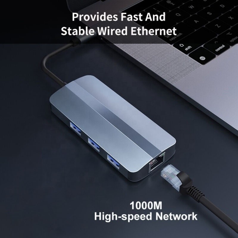 6 w 1 USB A Hub 4K HDMI USB3.0 RJ45 1000Mbps PD Adapter do ładowania