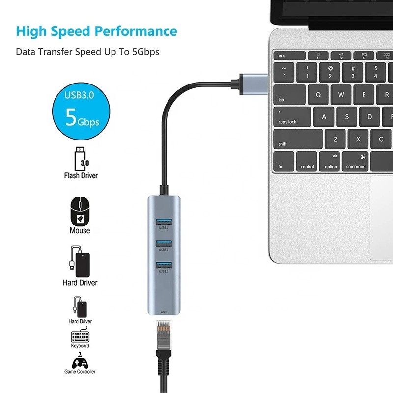 USB 3.0 do 6 portów USB Hub i 1000Mbps Ethernet Adapter dla kompatybilności mężczyzny-kobiety