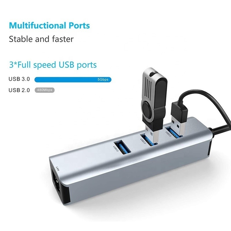 USB 3.0 do 6 portów USB Hub i 1000Mbps Ethernet Adapter dla kompatybilności mężczyzny-kobiety