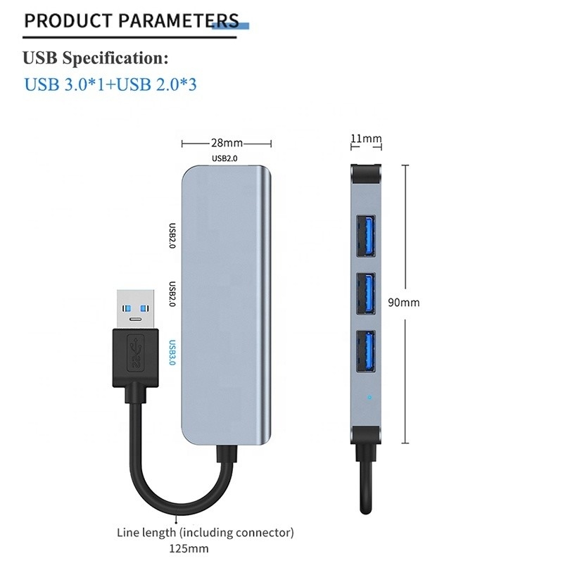 USB 3.0 3x USB 2.0 Kobieta Hub wyjściowy 2-4 Port USB 3.0/2.0 Wieloprzepuszczalny szybki rozszerzacz