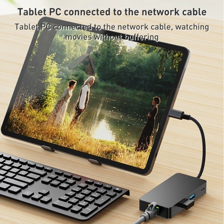 8-w-1 adapter wielozadaniowy USB-C Hub z HDMI 3 USB3.0 RJ45 I PD wyjście 5-8 portów