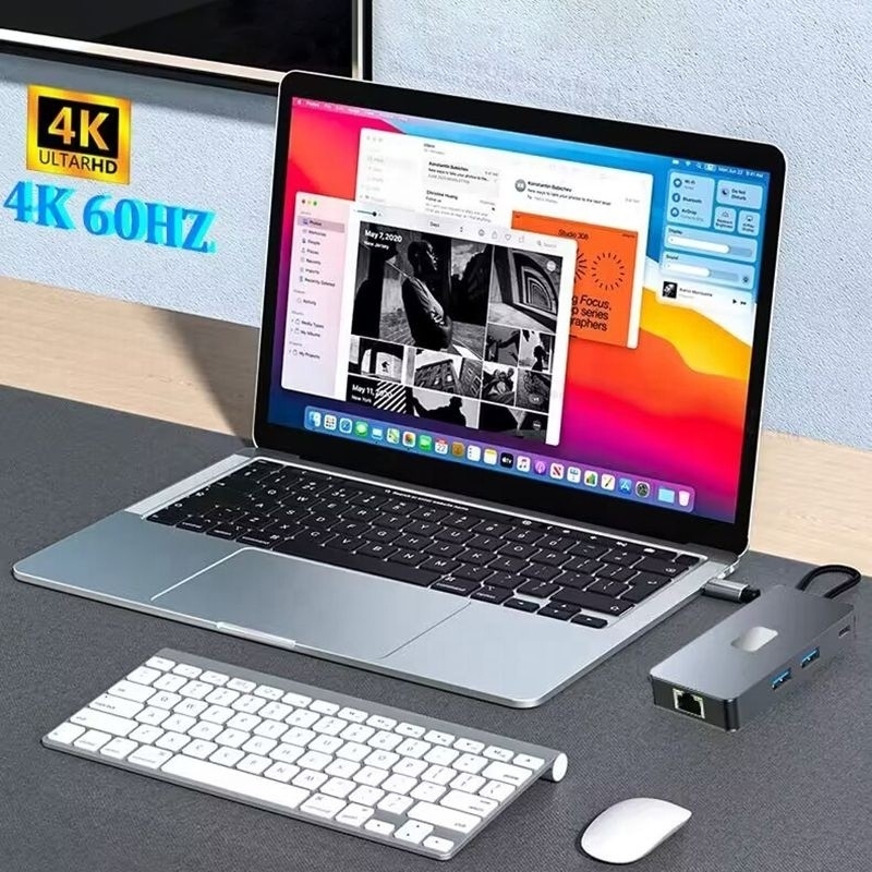 8-w-1 adapter wielozadaniowy USB-C Hub z HDMI 3 USB3.0 RJ45 I PD wyjście 5-8 portów