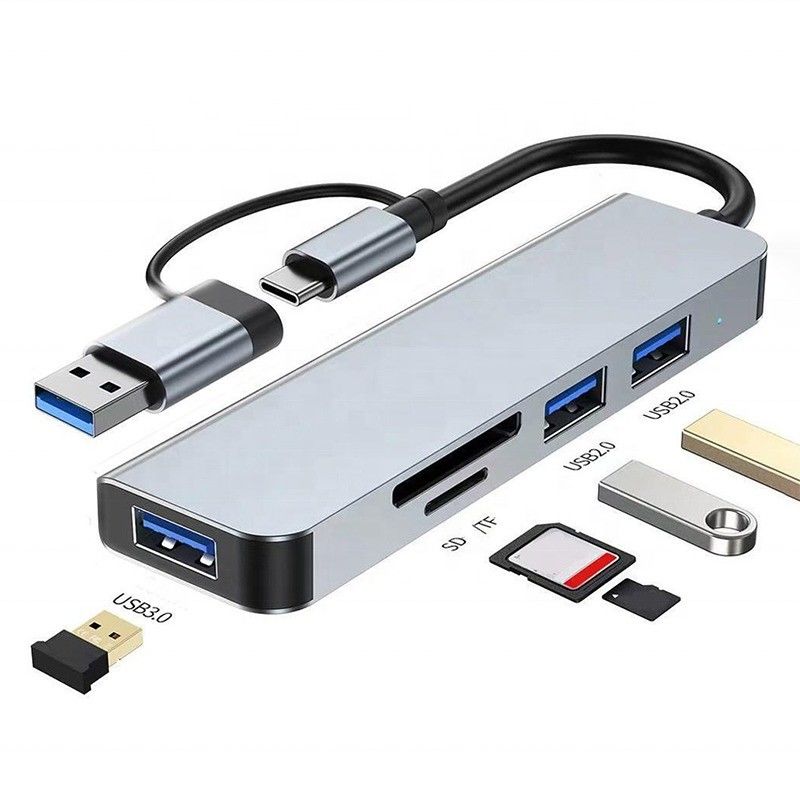 USB A/C Wejście USB 3.0 Adapter wieloprzewodnikowy typu C Stacja dokująca z czytnikiem kart SD/TF