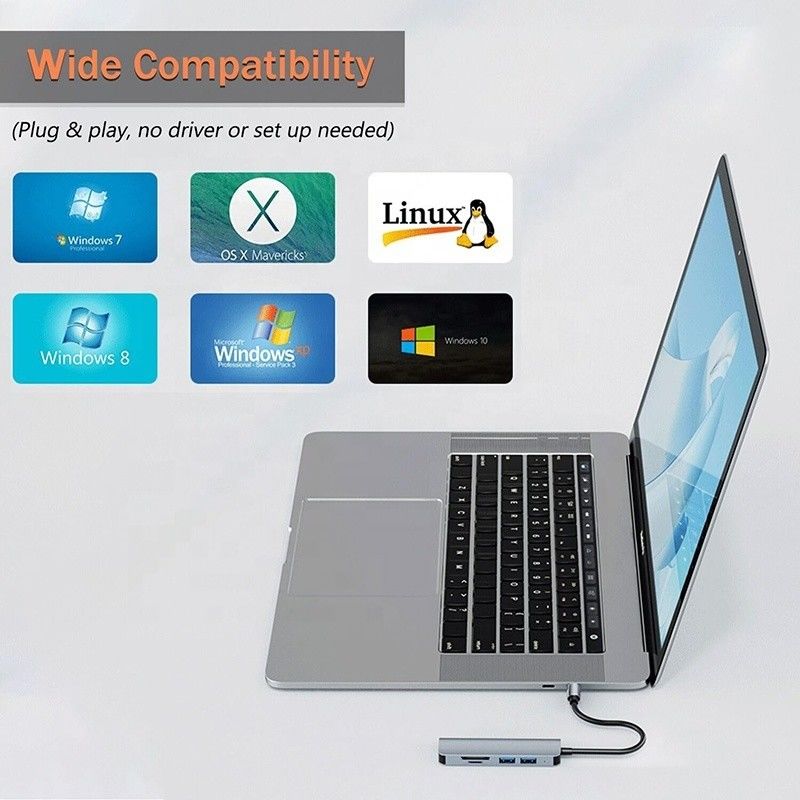 USB A/C Wejście USB 3.0 Adapter wieloprzewodnikowy typu C Stacja dokująca z czytnikiem kart SD/TF