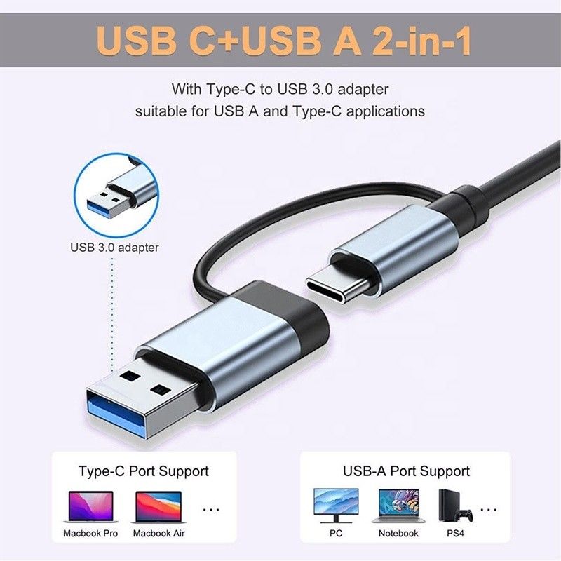 USB A/C Wejście USB 3.0 Adapter wieloprzewodnikowy typu C Stacja dokująca z czytnikiem kart SD/TF