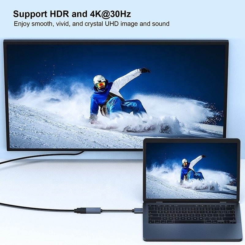 Rozstrzygnięcie 4K USB C Hub Displayport do HDMI Adapter Kabel Mężczyzna do Kobiety 1080P 4K30Hz 4K60Hz