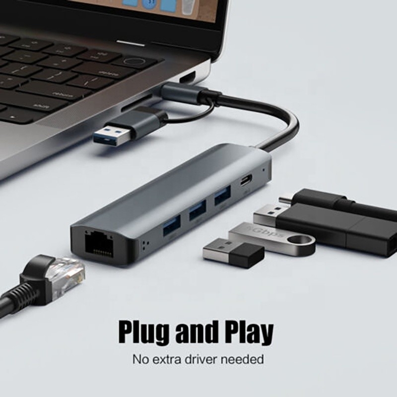 12-w-jednym adapter multimort USB C Hub Docking Station z interfejsem USB 3.1 i RJ45 Gigabit Ethernet