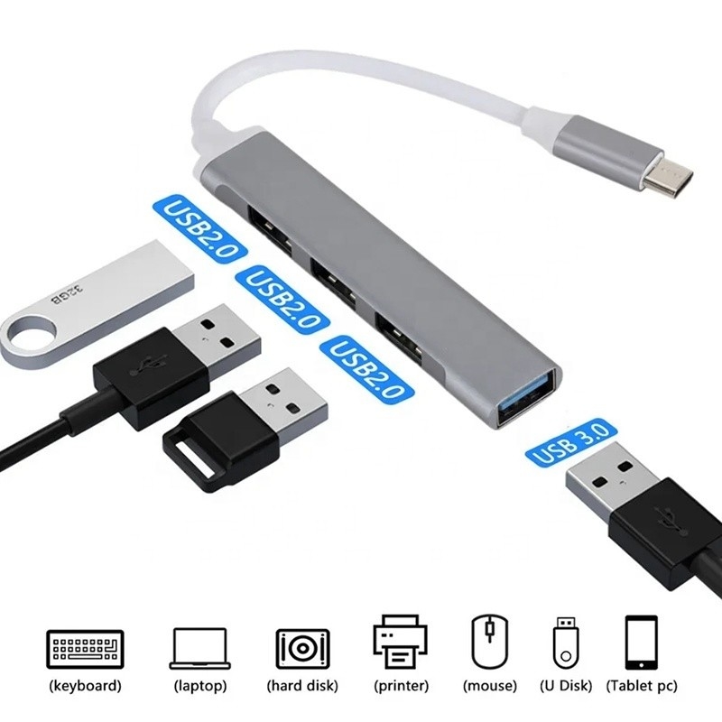 Aluminiowy 4 port USB typu C do USB 3.0 2.0 Data Hub dla szybkiego przesyłania danych
