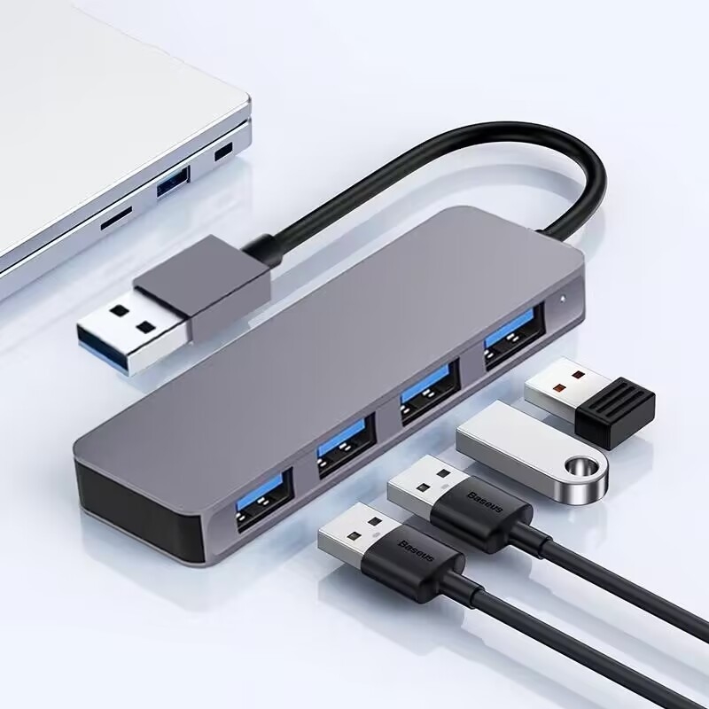 Wysokiej prędkości 4 porty USB 3.0 HUB 5Gbps USB C Przenośny z adapterem zasilania dla PC Mac Laptop