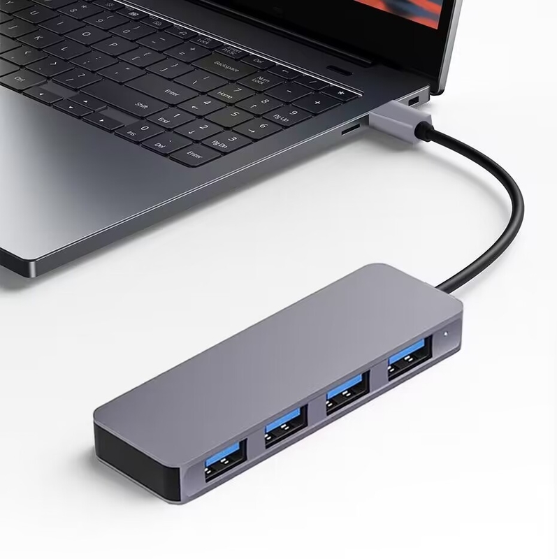 Wysokiej prędkości 4 porty USB 3.0 HUB 5Gbps USB C Przenośny z adapterem zasilania dla PC Mac Laptop