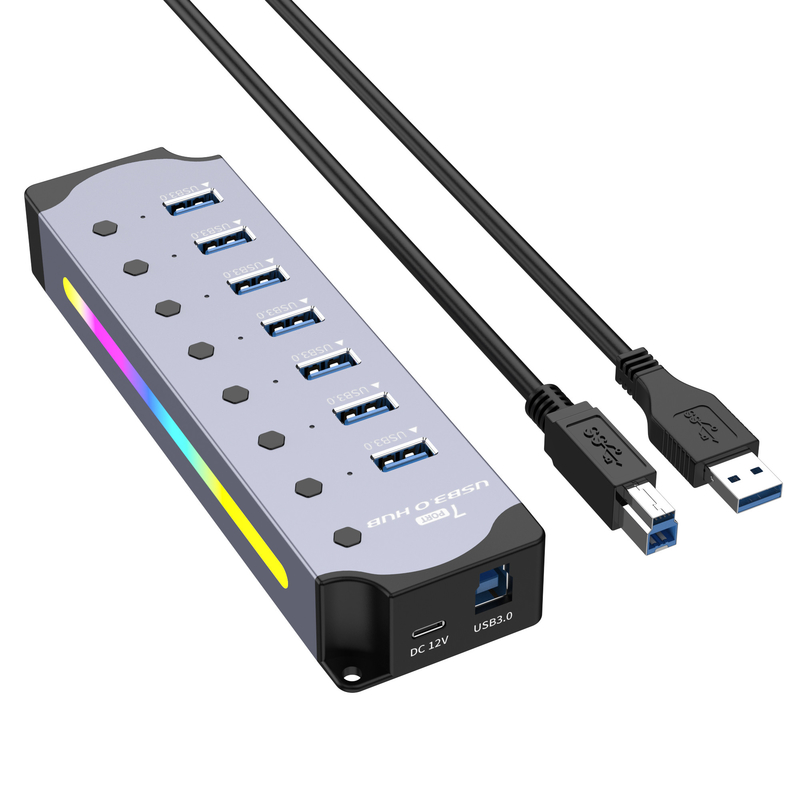 Zastosowane logo Akceptowana prędkość USB 3.0 Hub z 7 portami i konstrukcją ze stopu aluminium