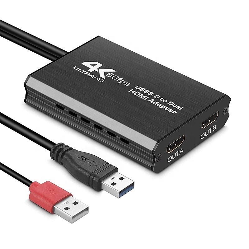 Nieofiarowane USB 3.0 Dual HDMI x2 Output Audio Converter Konwerter do monitora laptopa
