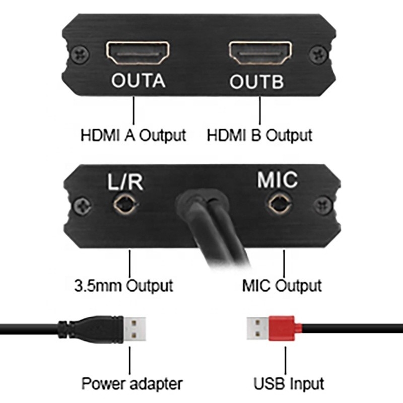 Nieofiarowane USB 3.0 Dual HDMI x2 Output Audio Converter Konwerter do monitora laptopa