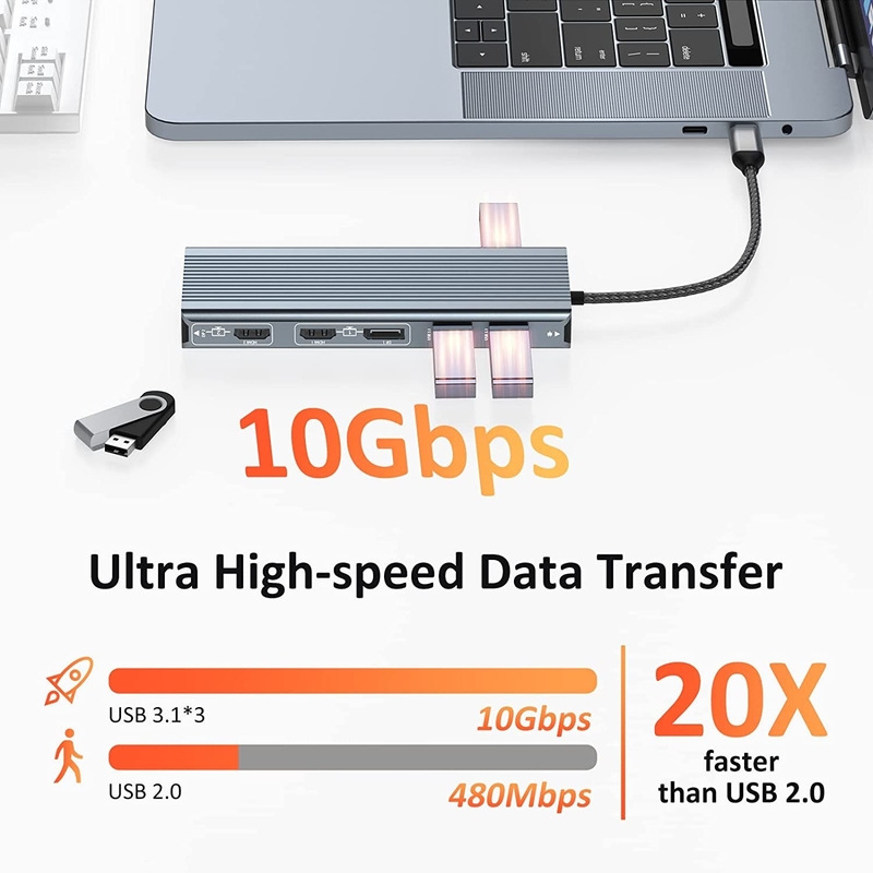 Zwiększona łączność 12 w 1 USB C Type-C Hub Multiport Dock Station z podwójnym HDMI