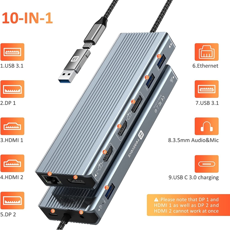 Szybkość przesyłania danych do 5/10Gbps Połączenie laptopa Thunderbolt z 85/100W zasilaczem dla wydajności