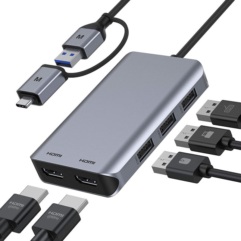 USB C Hub z HDMI i wyświetlaczem, 13 w 1 USB C do wyświetlacza Hub z 100W PD