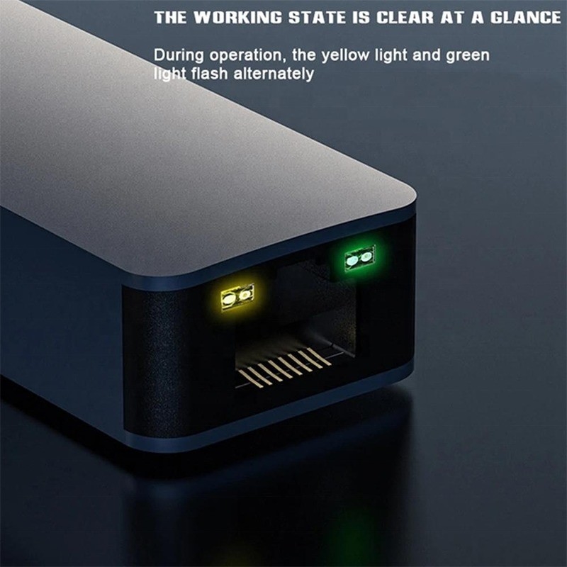 2 w 1 aluminiowy adapter Ethernet USB 3.0 typu C do szybkiego i stabilnego połączenia sieciowego