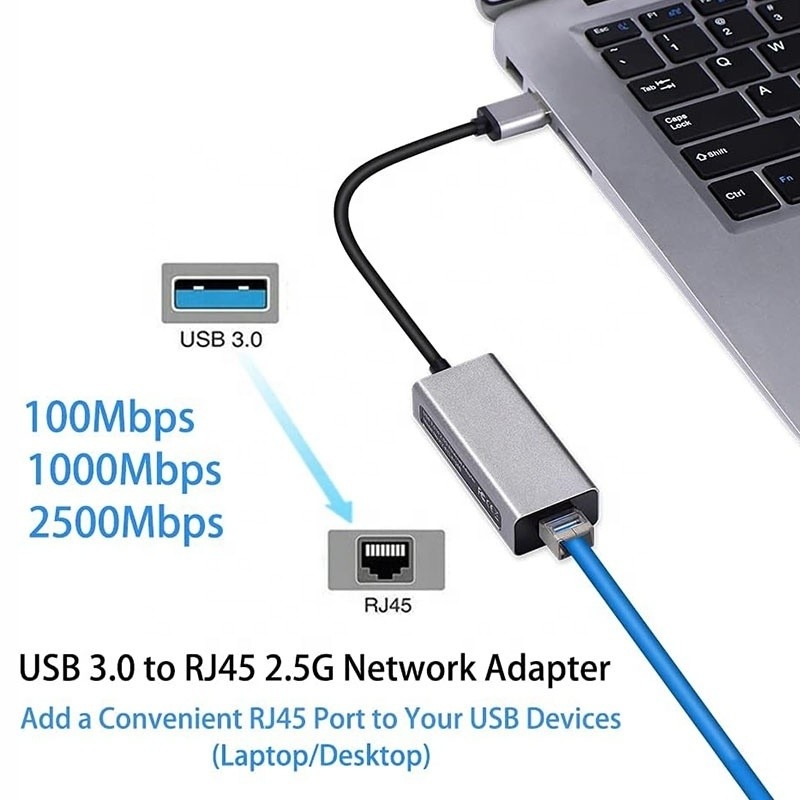 2500 Mbps Super Speed 2.5G USB 3.0 Network Card Adapter z 2.5G Gigabit Ethernet