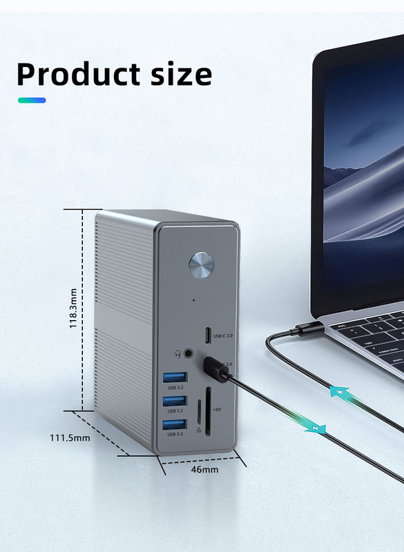 Aluminiowy stop i materiał ABS USB C Docking Station z połączeniem SD / TF Card Reader Plug And Play