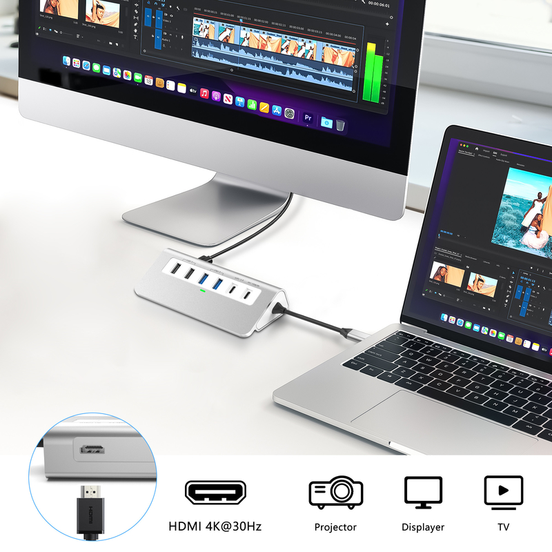 Dodatkowe funkcje Stacja dokująca USB-C 9 w 1 z instrukcją obsługi i kompaktową konstrukcją