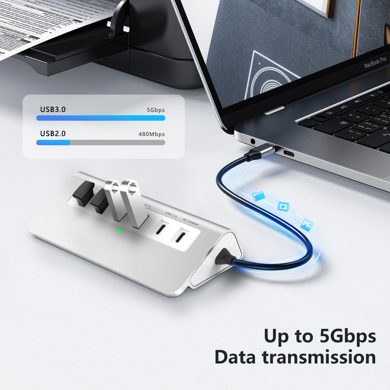 Dodatkowe funkcje Stacja dokująca USB-C 9 w 1 z instrukcją obsługi i kompaktową konstrukcją