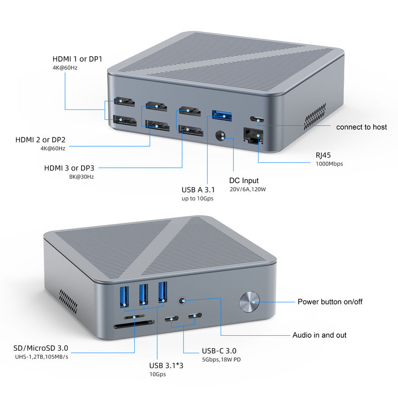 Desktop USB-C Docking Station HDMI Wyświetlacz rozdzielczości 4K Port USB C 3.1 Dla laptopa