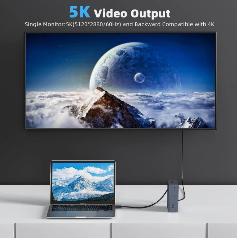 16-w-1 Thunderbolt 3 Docking Station z prędkością 40 Gbps DP1.4 wyjście i 65W PD ładowania